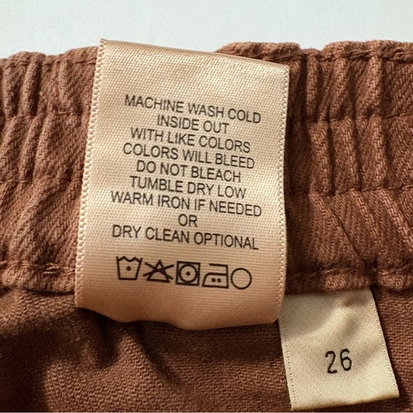 Vervet Rust Color Straight Leg Cargo Jeans with Elastic Waist. - Picture 6 of 16